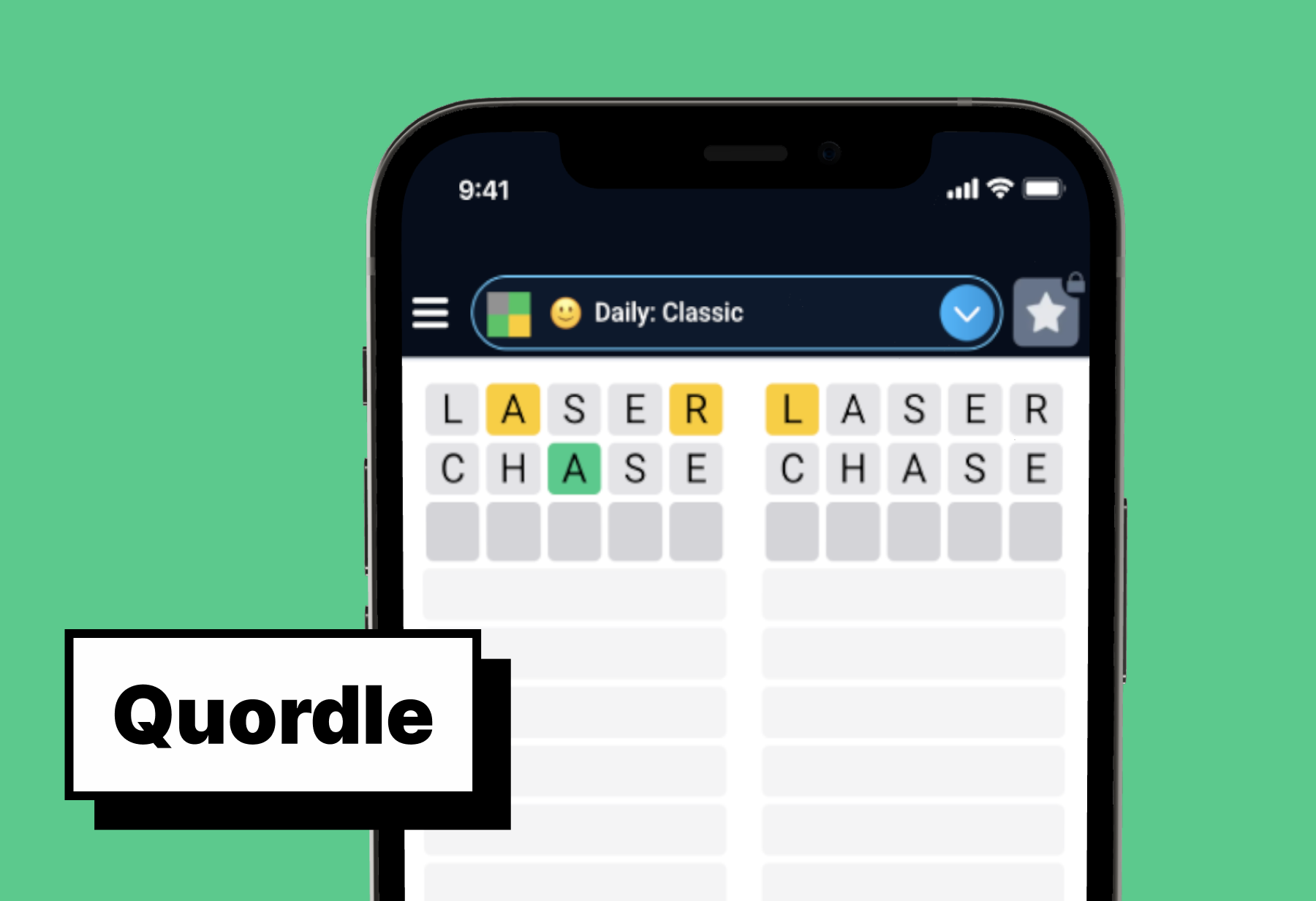 Quordle interface displaying four simultaneous Wordle grids