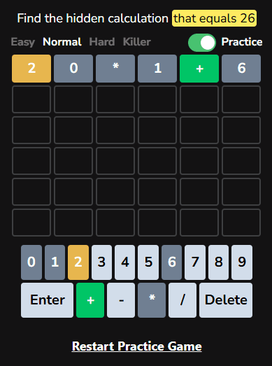 Mathler color feedback