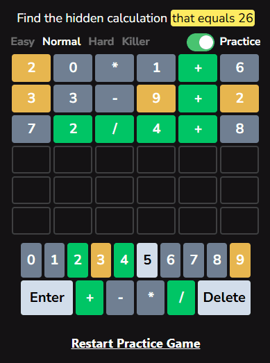 Mathler normal solved