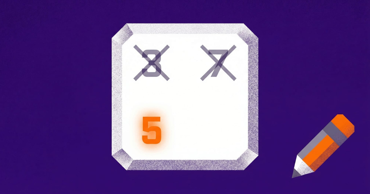 Kakuro cell showing pencil mark candidates with eliminated digits and one confirmed answer highlighted