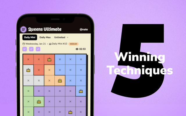 Queens puzzle strategy featured