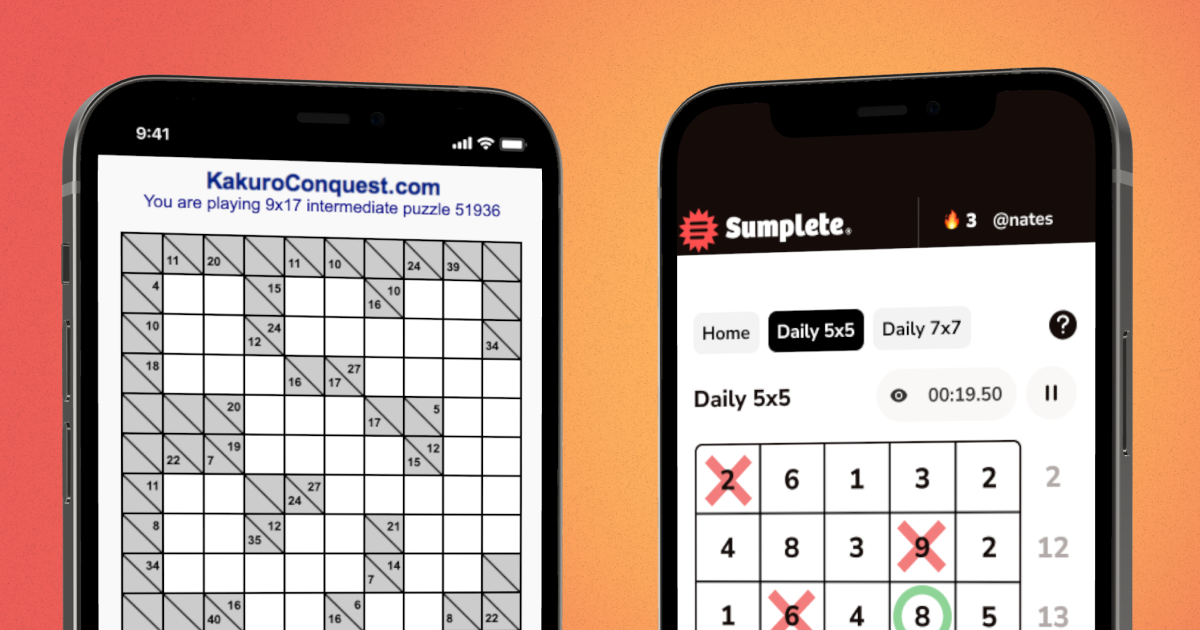 Kakuro vs Sumplete: Which puzzle should you play?