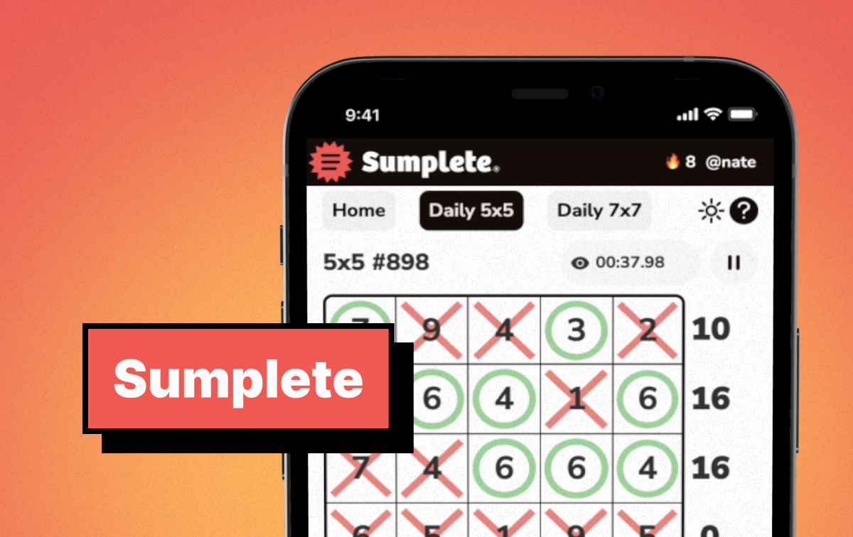 Sumplete is a daily number logic puzzle
